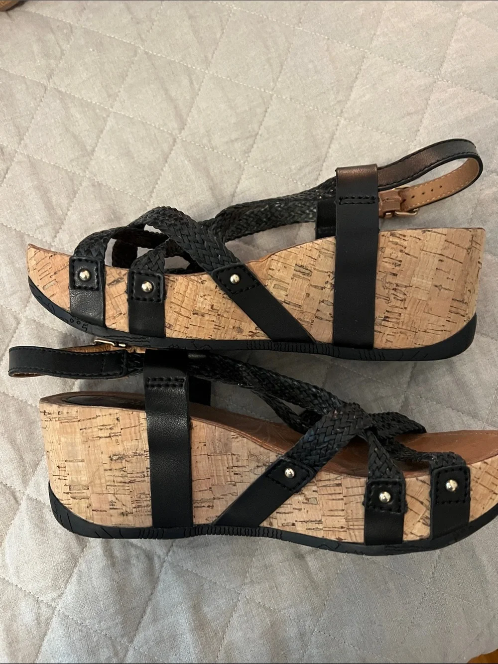 bussola Black Braided Leather Strap Women's Sandals